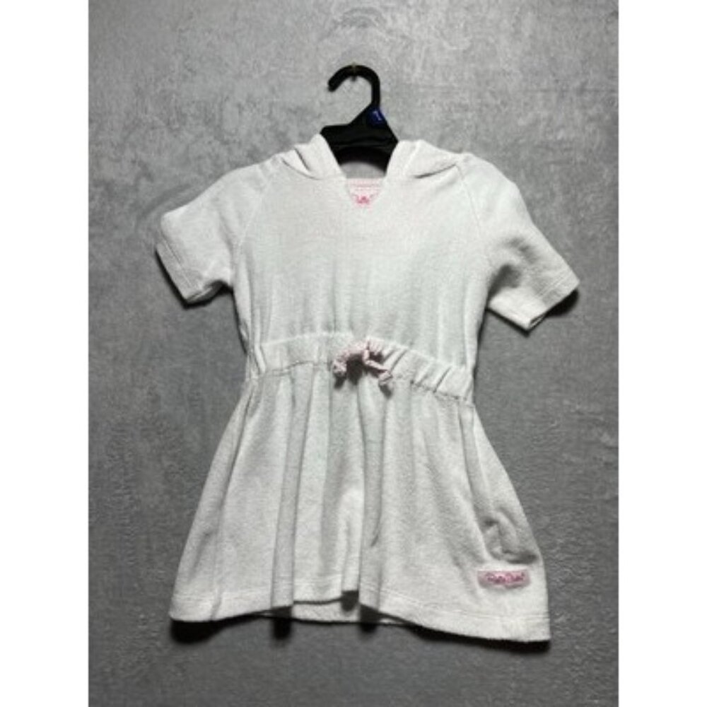 Ruffle Butts White Terry Cloth Hooded Swimsuit Cover-Up Girl's 2T